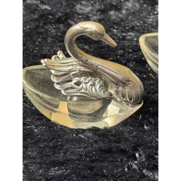 Vintage  Godinger Crystal Sterling Silvet Salt Cellar Articulated Wings Set Of 2 - Picture 3 of 12